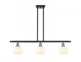 White Venetian - 3 Light - 36 inch - Black Antique Brass - Stem Hung - Island Light (3442|516-3I-BAB-G1217-6WV)