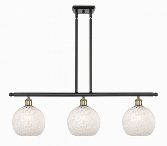 White Mouchette - 3 Light - 36 inch - Black Antique Brass - Stem Hung - Island Light (3442|516-3I-BAB-G1216-8WM)