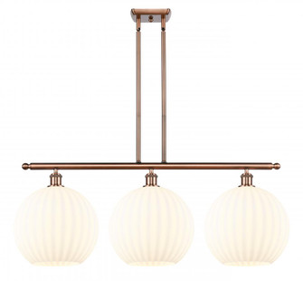 White Venetian - 3 Light - 39 inch - Antique Copper - Stem Hung - Island Light (3442|516-3I-AC-G1217-12WV)