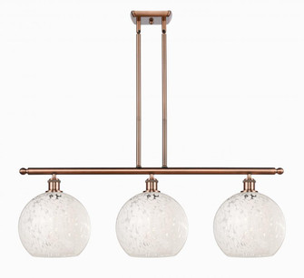 White Mouchette - 3 Light - 37 inch - Antique Copper - Stem Hung - Island Light (3442|516-3I-AC-G1216-10WM)