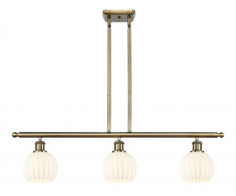 White Venetian - 3 Light - 36 inch - Antique Brass - Stem Hung - Island Light (3442|516-3I-AB-G1217-6WV)