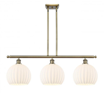 White Venetian - 3 Light - 37 inch - Antique Brass - Stem Hung - Island Light (3442|516-3I-AB-G1217-10WV)