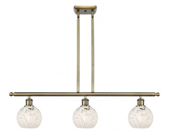White Mouchette - 3 Light - 36 inch - Antique Brass - Stem Hung - Island Light (3442|516-3I-AB-G1216-6WM)