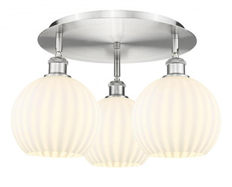 White Venetian - 3 Light - 20 inch - Satin Nickel - Semi-Flush Mount (3442|516-3C-SN-G1217-8WV)