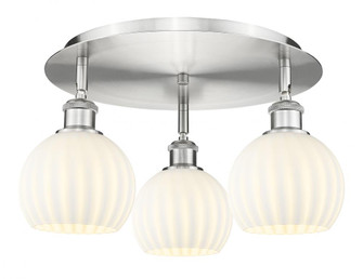 White Venetian - 3 Light - 18 inch - Satin Nickel - Semi-Flush Mount (3442|516-3C-SN-G1217-6WV)