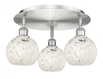 White Mouchette - 3 Light - 18 inch - Satin Nickel - Flush Mount (3442|516-3C-SN-G1216-6WM)