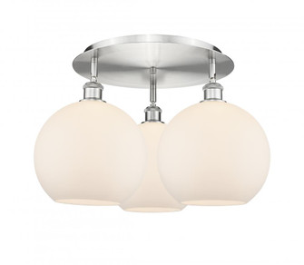 Athens - 3 Light - 22 inch - Satin Nickel - Semi-Flush Mount (3442|516-3C-SN-G121-10)
