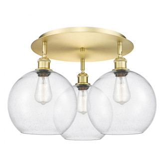 Athens - 3 Light - 22 inch - Satin Gold - Semi-Flush Mount (3442|516-3C-SG-G124-10)