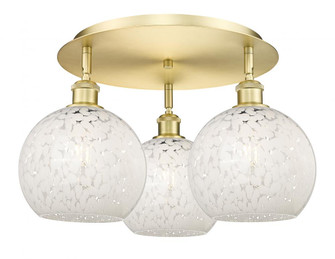 White Mouchette - 3 Light - 20 inch - Satin Gold - Flush Mount (3442|516-3C-SG-G1216-8WM)