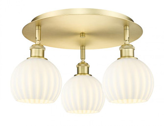 White Venetian - 3 Light - 18 inch - Satin Gold - Flush Mount (3442|516-3C-SG-G1217-6WV)