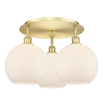 Athens - 3 Light - 22 inch - Satin Gold - Semi-Flush Mount (3442|516-3C-SG-G121-10)