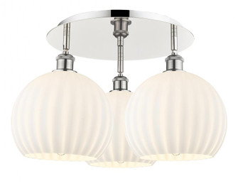 White Venetian - 3 Light - 22 inch - Polished Nickel - Semi-Flush Mount (3442|516-3C-PN-G1217-10WV)