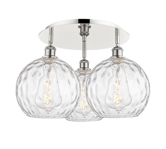 Athens Water Glass - 3 Light - 22 inch - Polished Nickel - Semi-Flush Mount (3442|516-3C-PN-G1215-10)