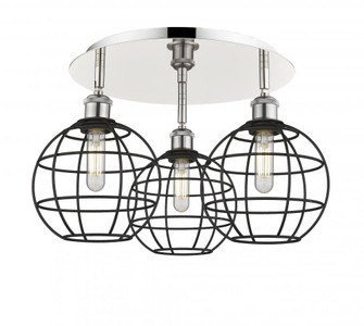 Lake Placid - 3 Light - 20 inch - Polished Nickel - Semi-Flush Mount (3442|516-3C-PN-CE-8-BK)