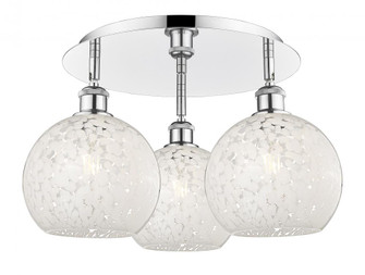 White Mouchette - 3 Light - 20 inch - Polished Chrome - Semi-Flush Mount (3442|516-3C-PC-G1216-8WM)