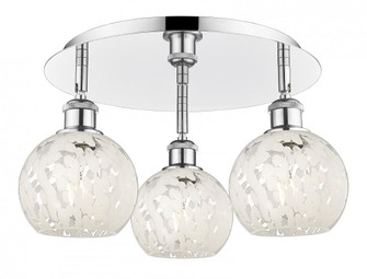 White Mouchette - 3 Light - 18 inch - Polished Chrome - Flush Mount (3442|516-3C-PC-G1216-6WM)