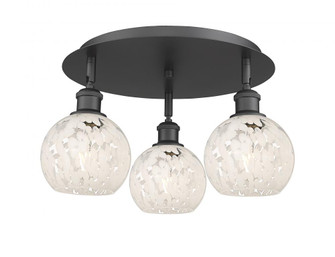 White Mouchette - 3 Light - 18 inch - Matte Black - Semi-Flush Mount (3442|516-3C-BK-G1216-6WM)