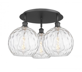 Athens Water Glass - 3 Light - 22 inch - Matte Black - Semi-Flush Mount (3442|516-3C-BK-G1215-10)