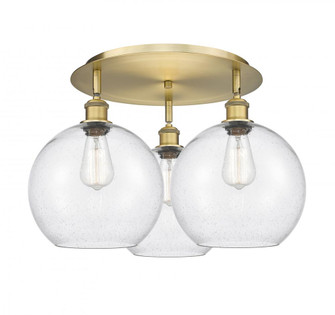 Athens - 3 Light - 22 inch - Brushed Brass - Semi-Flush Mount (3442|516-3C-BB-G124-10)