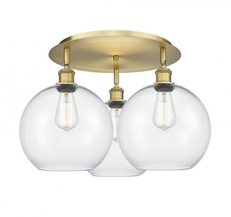 Athens - 3 Light - 22 inch - Brushed Brass - Flush Mount (3442|516-3C-BB-G122-10)