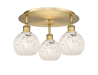 White Mouchette - 3 Light - 18 inch - Brushed Brass - Semi-Flush Mount (3442|516-3C-BB-G1216-6WM)