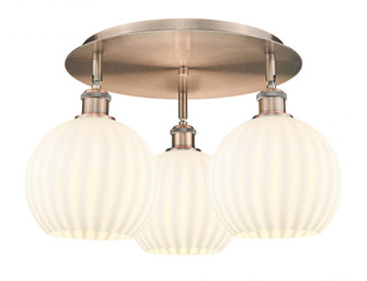 White Venetian - 3 Light - 20 inch - Antique Copper - Flush Mount (3442|516-3C-AC-G1217-8WV)