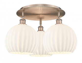 White Venetian - 3 Light - 22 inch - Antique Copper - Flush Mount (3442|516-3C-AC-G1217-10WV)