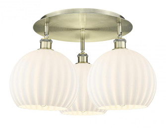 White Venetian - 3 Light - 22 inch - Antique Brass - Flush Mount (3442|516-3C-AB-G1217-10WV)