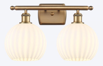 White Venetian - 2 Light - 18 inch - Brushed Brass - Bath Vanity Light (3442|516-2W-BB-G1217-8WV)