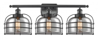 Bell Cage - 3 Light - 26 inch - Matte Black - Bath Vanity Light (3442|916-3W-BK-G73-CE-LED)