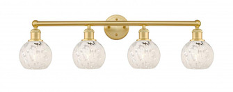 White Mouchette - 4 Light - 33 inch - Satin Gold - Bath Vanity Light (3442|616-4W-SG-G1216-6WM)