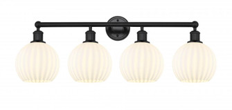 White Venetian - 4 Light - 35 inch - Matte Black - Bath Vanity Light (3442|616-4W-BK-G1217-8WV)