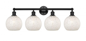 White Mouchette - 4 Light - 35 inch - Matte Black - Bath Vanity Light (3442|616-4W-BK-G1216-8WM)