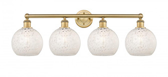 White Mouchette - 4 Light - 35 inch - Brushed Brass - Bath Vanity Light (3442|616-4W-BB-G1216-8WM)