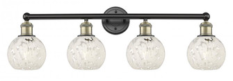 White Mouchette - 4 Light - 33 inch - Black Antique Brass - Bath Vanity Light (3442|616-4W-BAB-G1216-6WM)