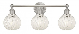 White Mouchette - 3 Light - 24 inch - Brushed Satin Nickel - Bath Vanity Light (3442|616-3W-SN-G1216-6WM)