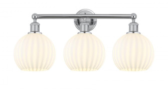 White Venetian - 3 Light - 26 inch - Polished Chrome - Bath Vanity Light (3442|616-3W-PC-G1217-8WV)