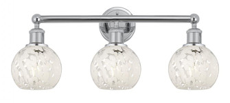 White Mouchette - 3 Light - 24 inch - Polished Chrome - Bath Vanity Light (3442|616-3W-PC-G1216-6WM)