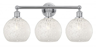 White Mouchette - 3 Light - 26 inch - Polished Chrome - Bath Vanity Light (3442|616-3W-PC-G1216-8WM)