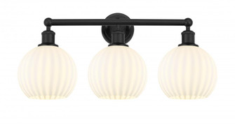 White Venetian - 3 Light - 26 inch - Matte Black - Bath Vanity Light (3442|616-3W-BK-G1217-8WV)