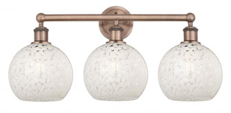 White Mouchette - 3 Light - 26 inch - Antique Copper - Bath Vanity Light (3442|616-3W-AC-G1216-8WM)