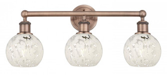 White Mouchette - 3 Light - 24 inch - Antique Copper - Bath Vanity Light (3442|616-3W-AC-G1216-6WM)