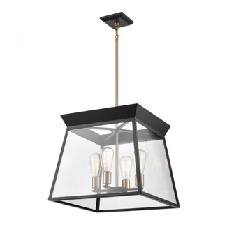 Lucian 4 Light Chandelier 18'' Diameter Black and Brushed Brass (12|AC11852BK)