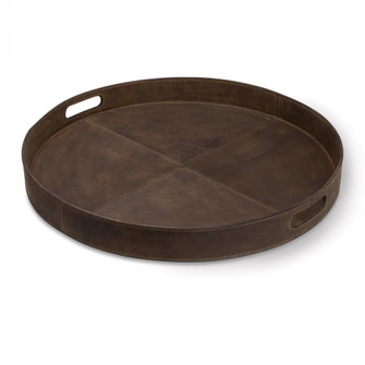 Regina Andrew Derby Round Leather Tray (Brown); Dimensions 24W x 2.75H x 24D (5533|20-1582BRN)
