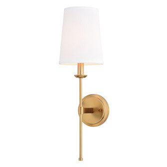 Camden 1 Light Gold Natural Brass Wall Sconce Fixture White Linen Fabric Shade, LED Compatible (51|W0448)