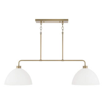 2-Light Linear Chandelier in Aged Brass and White (42|852021AW)