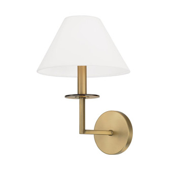 1-Light Sconce in Aged Brass with White Fabric Stay-Straight Shade (42|652211AD)