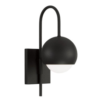 1-Light Circular Globe Sconce in Black Iron with Soft White Glass (42|651611BI)