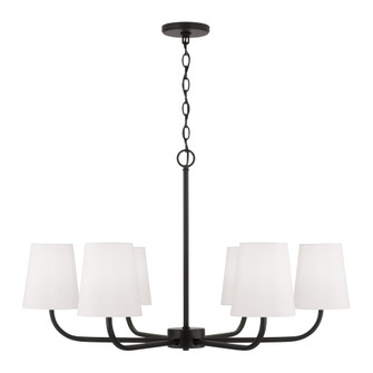 6-Light Chandelier in Matte Black with White Fabric Stay-Straight Shades (42|449462MB-706)