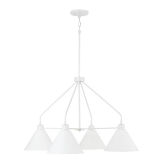 4-Light Modern Metal Chandelier in White (42|451341WE)